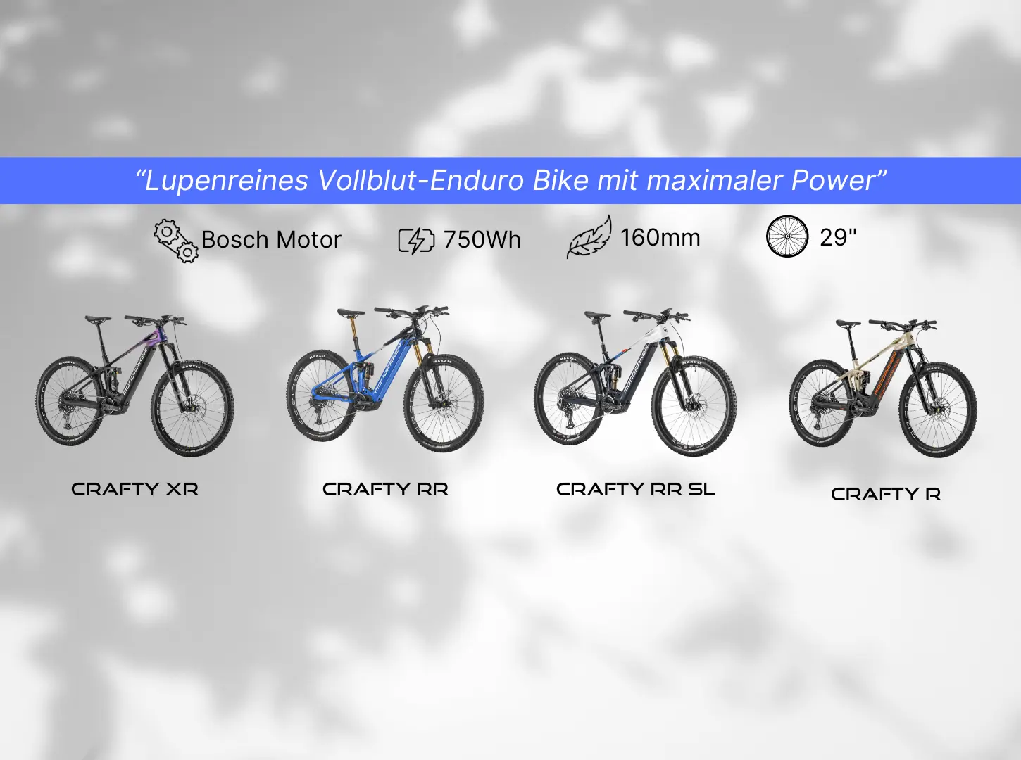 Mondraker Crafty EMTB Austattungsvarianten mit Beschreibung